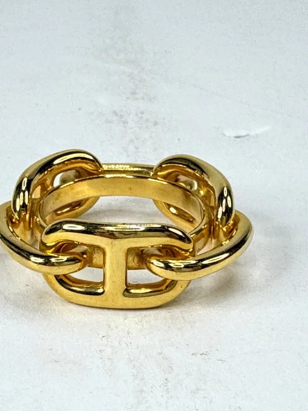 Vintage Hermès Gold Tone Chaîne d’Ancre Scarf Ring Chain Link Design GS860